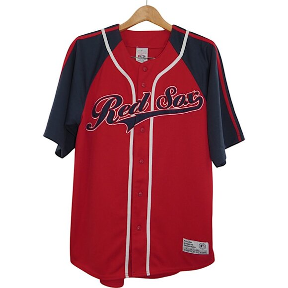 Boston Red Sox MLB Baseball Fan Jersey True Fan Red Navy Size M Baseball Shirt - Picture 1 of 5